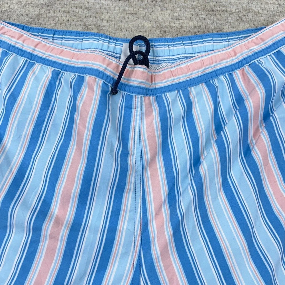 Vineyard Vines Swim Trunks Men Large Blue Pink Striped Bored Shorts Preppy Adult
